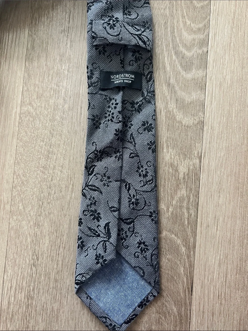 Nordstrom Gray and Black Floral Jacquard Tie